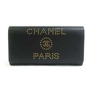 CHANEL Black Caviar Leather Deauville Wallet